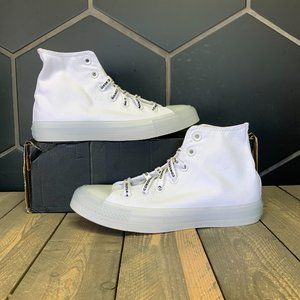 Womens Converse Chuck Taylor All Star Hi White Clear Lace Up Size 7